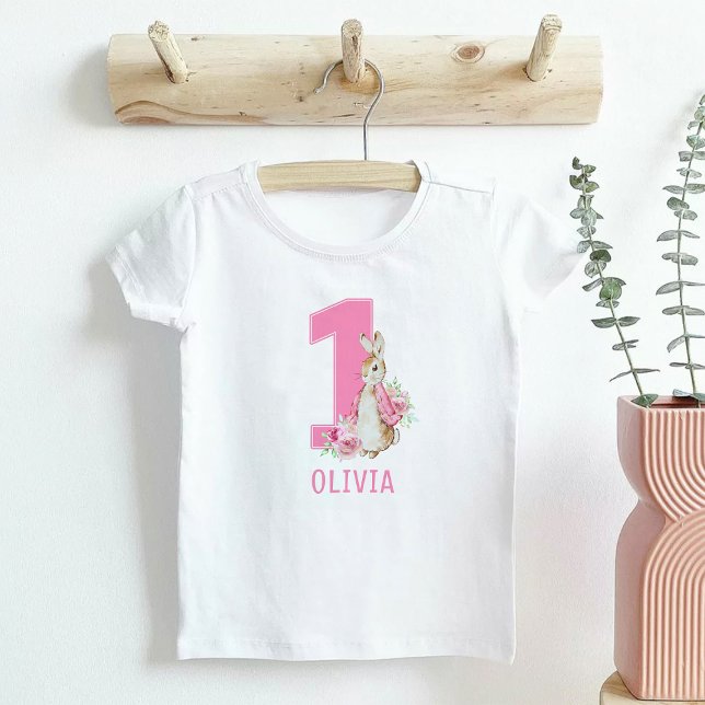 Camiseta Peter Rabbit Baby Girl é o primeiro aniversário (Criador carregado)