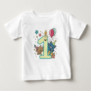 Camiseta Peter Rabbit Menino Primeiro Aniversário com Nom