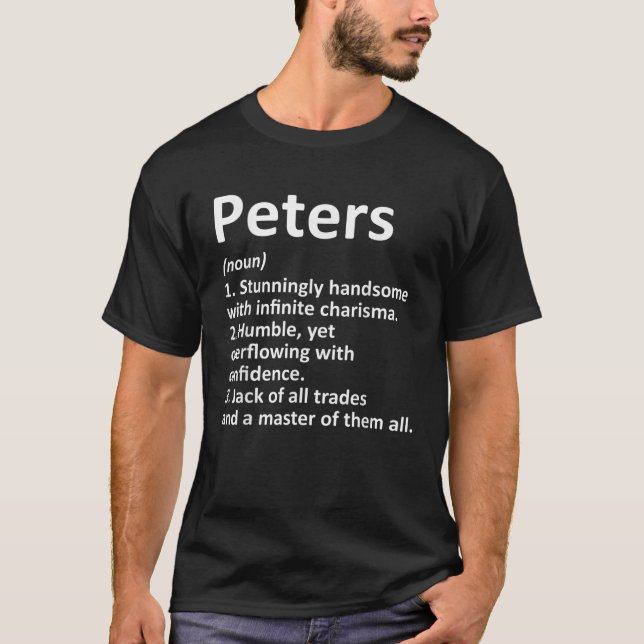 Camiseta PETERS Definição Apelido Engraçado Apelido Familia (Frente)