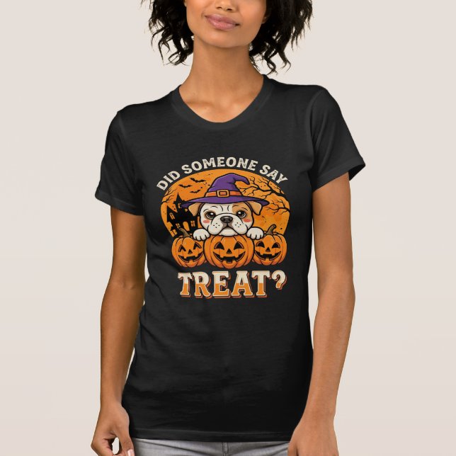 Camiseta Petisco de Halloween para Cachorro Design de Abóbo (Frente)