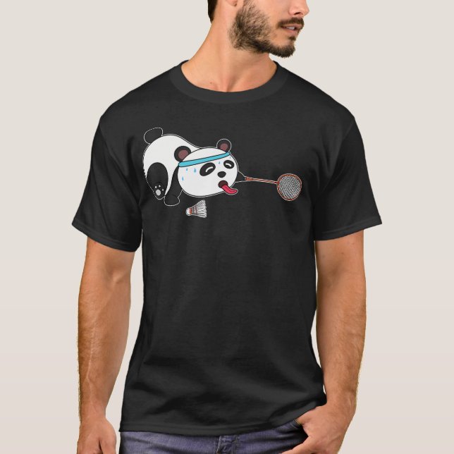 Camiseta Petiscos de Badminton de Animais Panda (Frente)