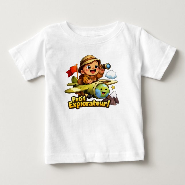 Camiseta Petit Explorateur Cute Baby Adventure Illustration (Frente)