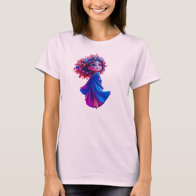 Camiseta Petite fille dans un monde fantastique. (Frente)