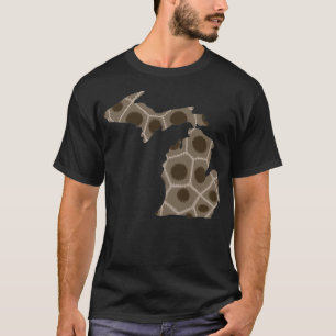 Camiseta Petoskey Stone Cutout do Estado do Michigan