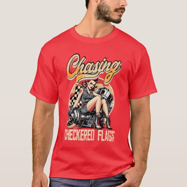 Camiseta Petrolhead Caruning Chasing Checkered Flags girl (Frente)