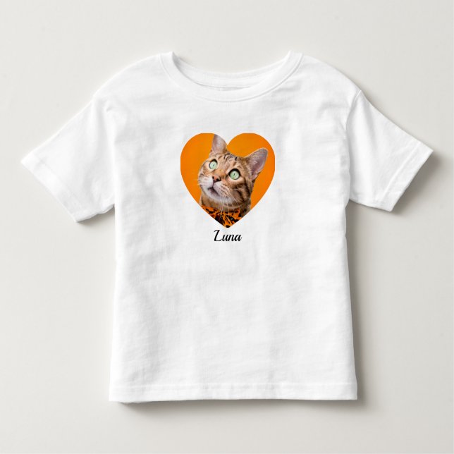 Camiseta Pet's Cute Modern Typography Name and heart Photo (Frente)