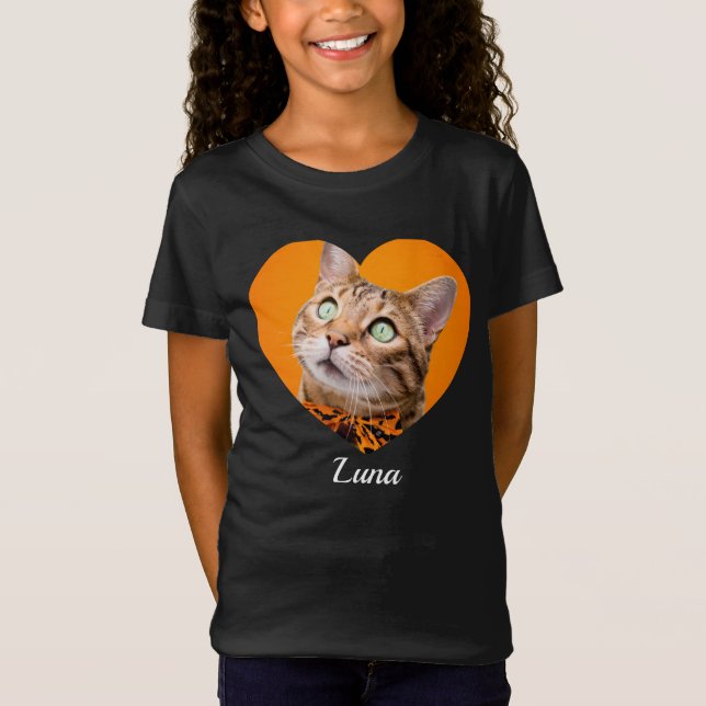 Camiseta Pet's Cute Modern Typography Name and heart Photo (Frente)