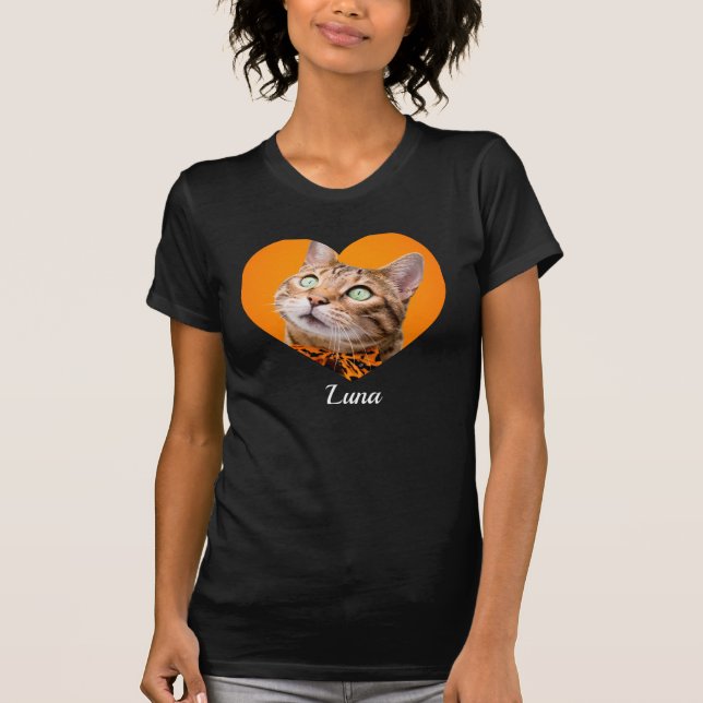 Camiseta Pet's Cute Modern Typography Name and heart Photo (Frente)