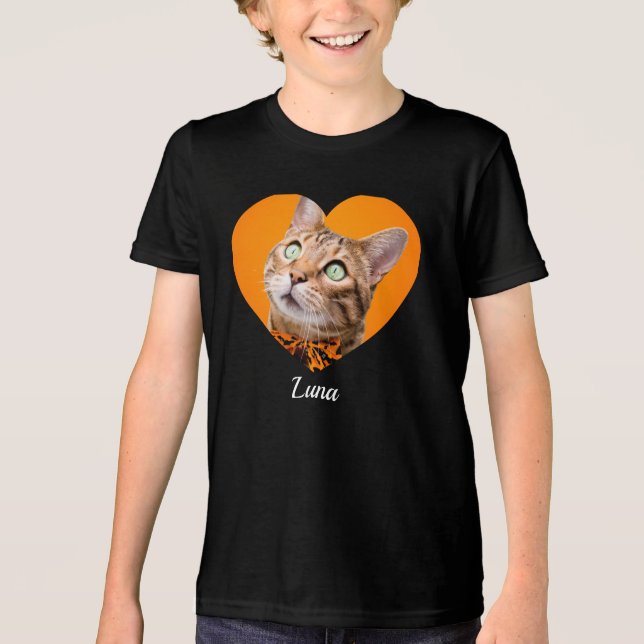 Camiseta Pet's Cute Modern Typography Name and heart Photo (Frente)