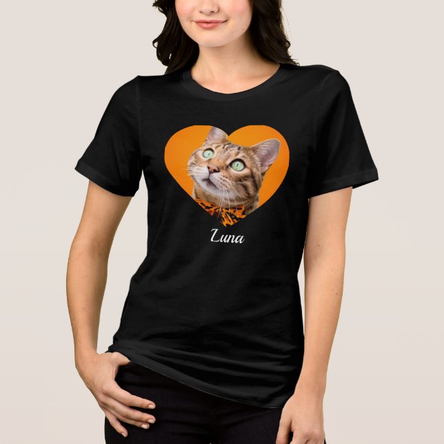 Camiseta Pet's Cute Modern Typography Name and heart Photo (Frente)