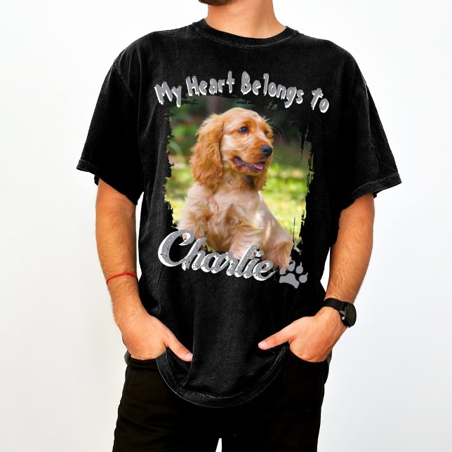 Camiseta Pet's Simple Cool Typography, My Heart Belongs To (Criador carregado)