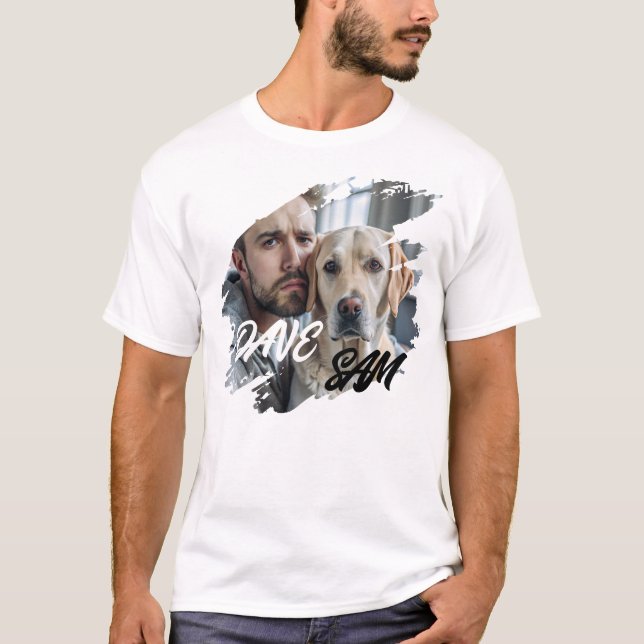 Camiseta Pet's Simple Modern Cool Typography Name and Photo (Frente)