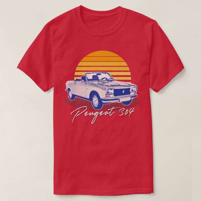 Camiseta Peugeot 304 Cabriolet Vintage Sunset Design (Frente do Design)