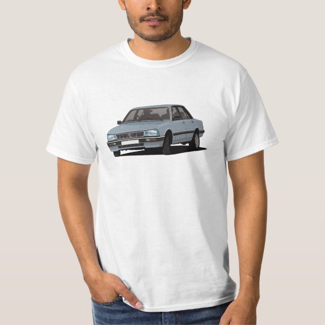 Camiseta Peugeot 505 Turbo - GTi - V6 - azul-cinzas (Frente)