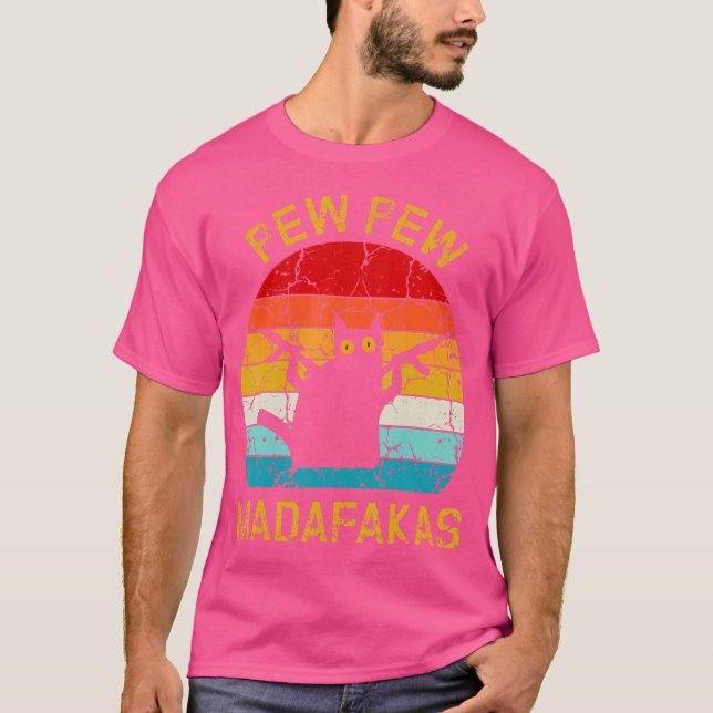 Camiseta Pew Madafakas Pew Armas Gato Preto Engraçado (Frente)