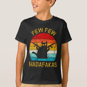 Camiseta Pew Madafakas Pew Guns Negros Engraçados Gatos Neg