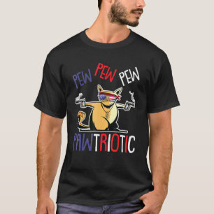 Camiseta Pew Pawtriotic Cat 4 de julho Patriotic Americano