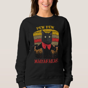 Camiseta Pew Pew Cat Madafakas Vintage Black Cat