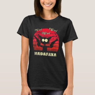 Camiseta Pew Pew Madafaka Cat Crazy Cat Retro Graphic Peng