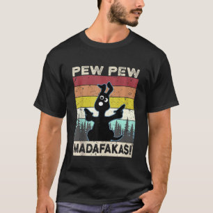 Camiseta Pew Pew Madafakas Cachorro Louco Vintage Engraçado