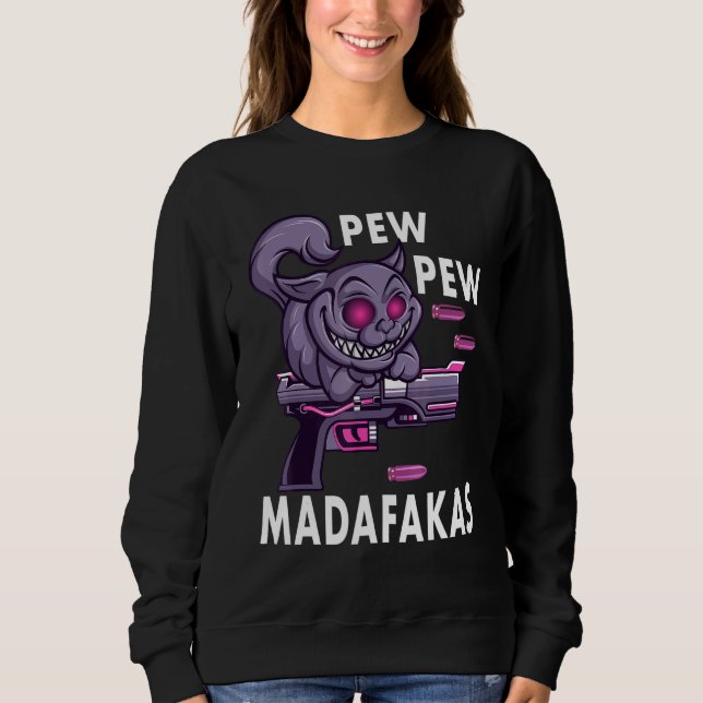 Camiseta Pew Pew Madafakas Crazy Cat (Frente)