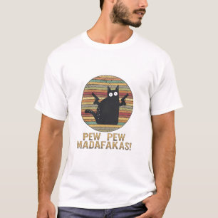 Camiseta Pew Pew Madafakas Gato Divertido Retro