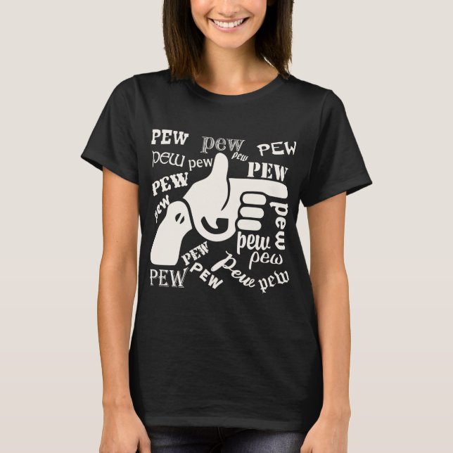 Camiseta Pew Pew Pew de Arma de Dedo #USAPatriotGraphics © (Frente)