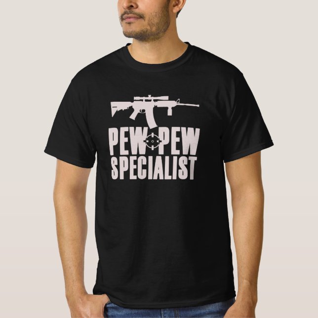 Camiseta Pew Pew Specialist Airsoft/Paintball (Frente)