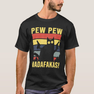 Camiseta PewPewMadafakas Engraçado Vintage Cat