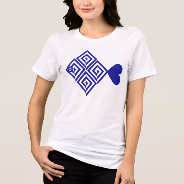 Camiseta Pez azul abstracto (Frente)