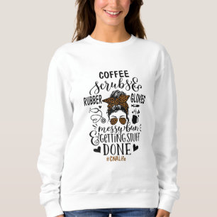 Camiseta Ph Leopard Messy Bun Enfermeira CNA Vivendo Café