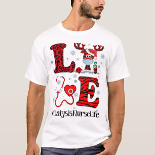 Camiseta Ph Love Reindeer Diálise Enfermeira Natal Red Plai