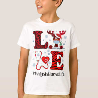 Camiseta Ph Love Reindeer Diálise Enfermeira Natal Red Plai