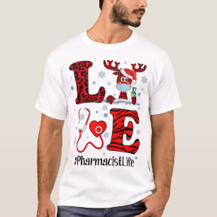 Camiseta Ph Love Reindeer Farmacêutica de Natal Red Xadrez