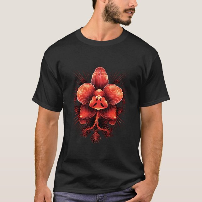 Camiseta Phalaenopsis Red Orchid Moth Orchids Flower Garden (Frente)