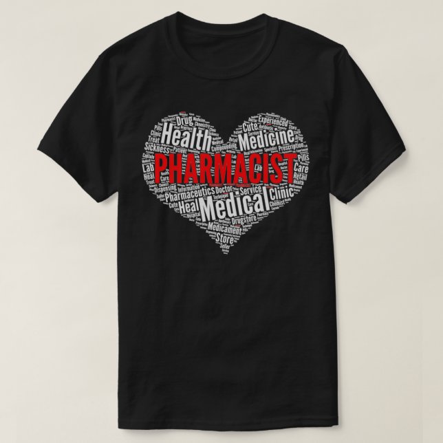 Camiseta Pharmacist Heart Pharmacy Word Cloud graphic (Frente do Design)