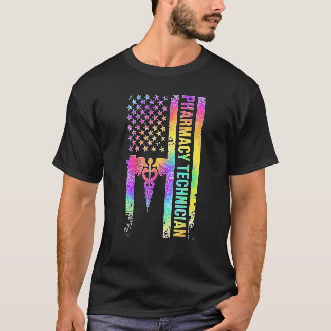 Camiseta Pharmacy Technician US Flag Pharmacy Tech Pharm Te (Frente)