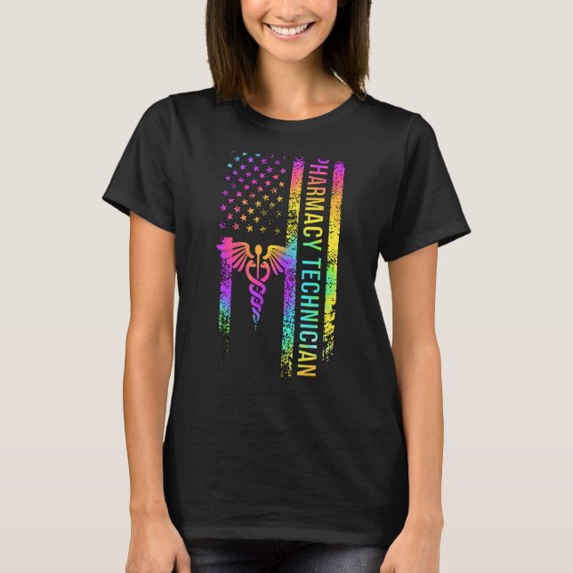 Camiseta Pharmacy Technician US Flag Pharmacy Tech Pharm Te (Frente)
