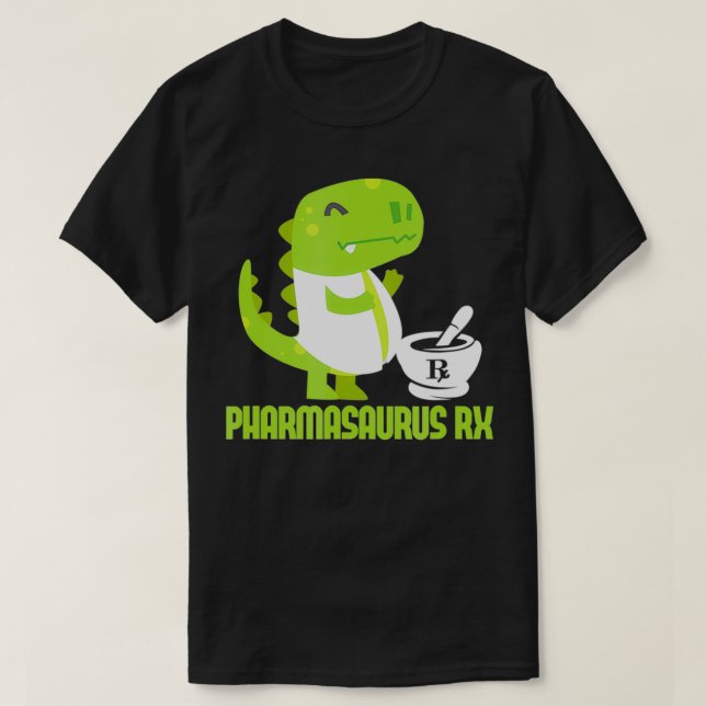 Camiseta Pharmasaurus RX Faramacist Pharmacy Tech Cute Din (Frente do Design)