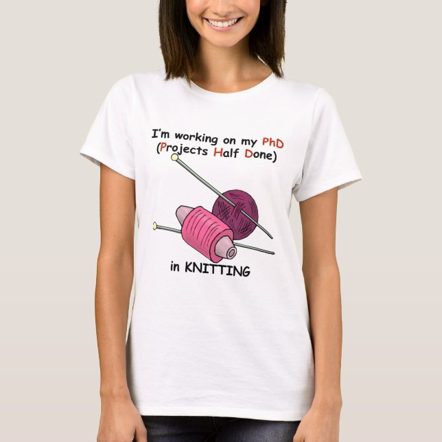 Camiseta PhD na confecção de malhas (Frente)