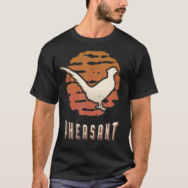 Camiseta Pheasant Vintage Retro Classic Animal Sunset (Frente)