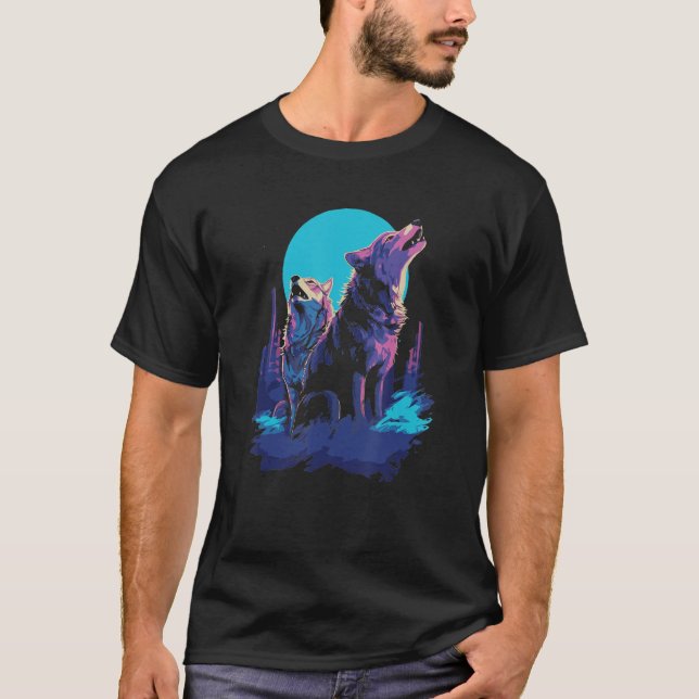 Camiseta Phenomenal Howling Wolves Wolf Pack Retro Awesomen (Frente)