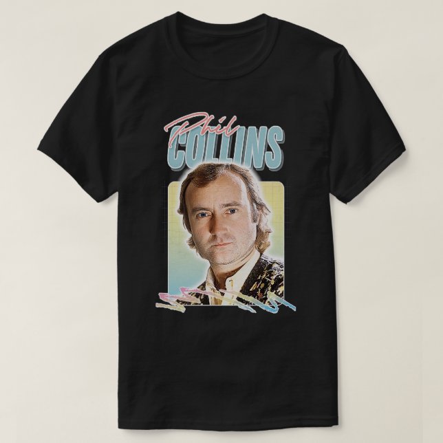 Camiseta Phil Collins 80 Retro Aestético Design (Frente do Design)