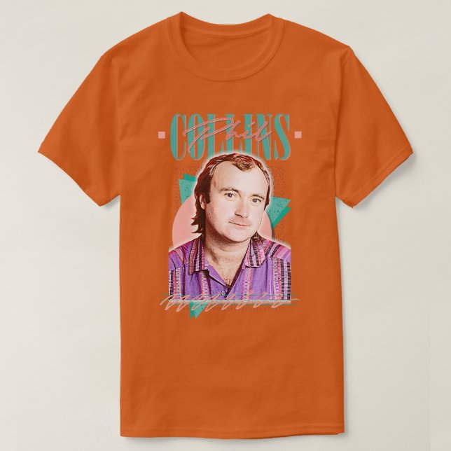 Camiseta Phil Collins Retro 80s Design de ventilador estéti (Frente do Design)
