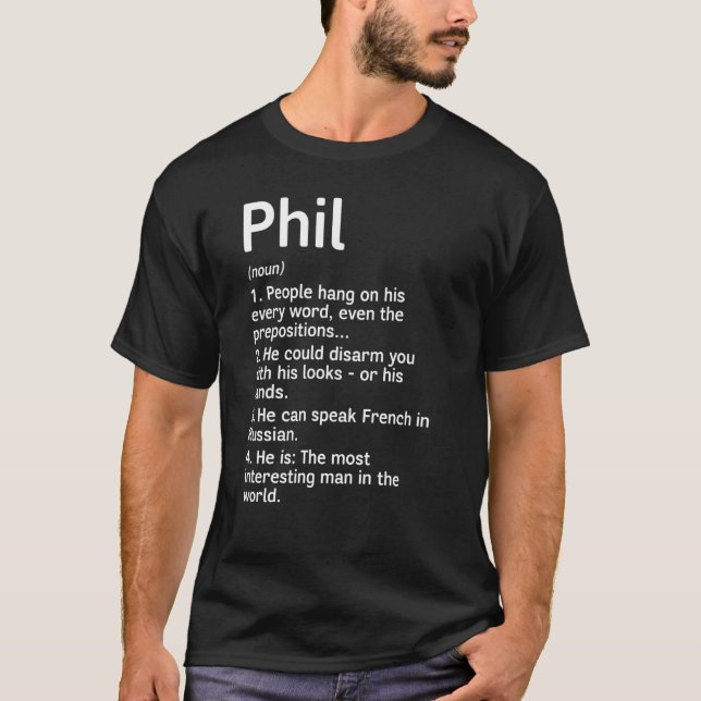 Camiseta Phil Name Definition Significa Interessante (Frente)