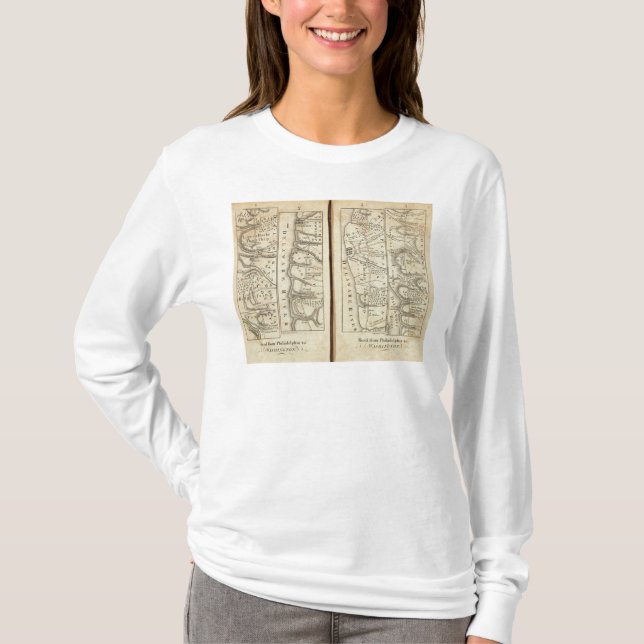 Camiseta Philadelphfia ao mapa de estradas 4 de Washington (Frente)