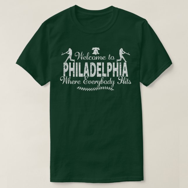 CAMISETA PHILADELPHIA BASEBALL EM FILA ONDE TODOS ATINGEM (Frente do Design)