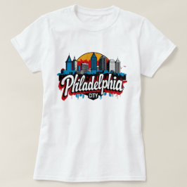Camiseta Philadelphia City Pennsylvania EUA retro skyline