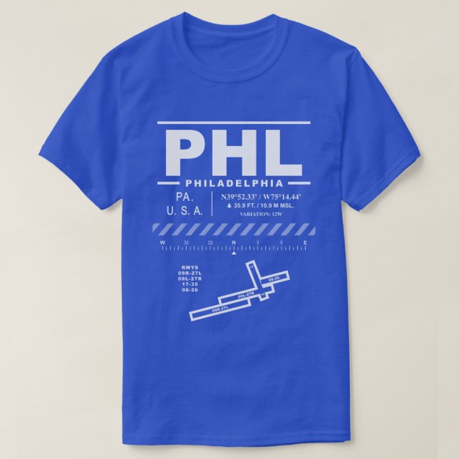 Camiseta Philadelphia International Airport PHL (Frente do Design)