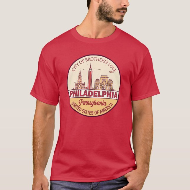 Camiseta Philadelphia Pennsylvania City Skyline Emblem (Frente)